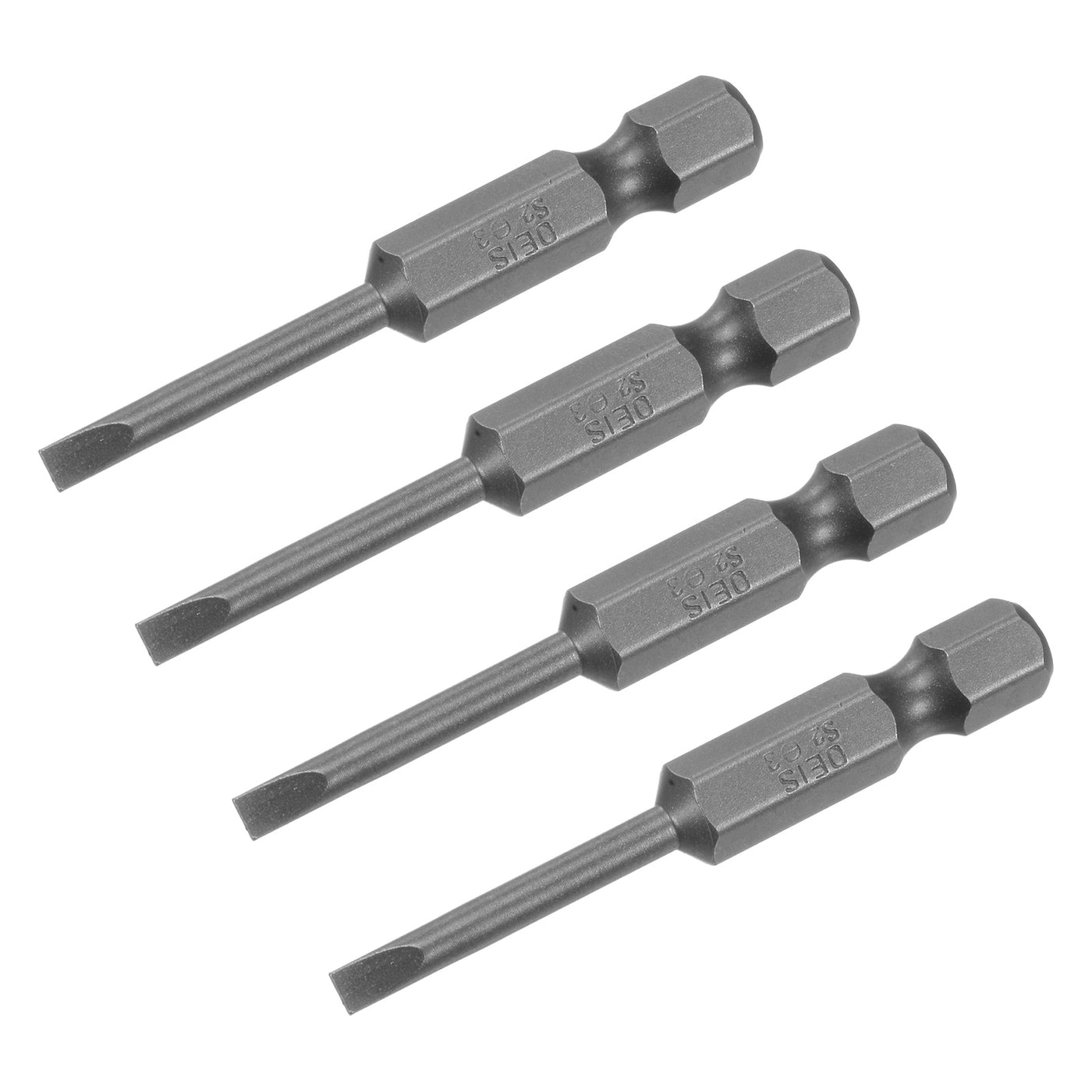 uxcell Uxcell 4 Pcs 3mm Slotted Screwdriver Bits 1/4" Hex Shank for Power Screwdriver