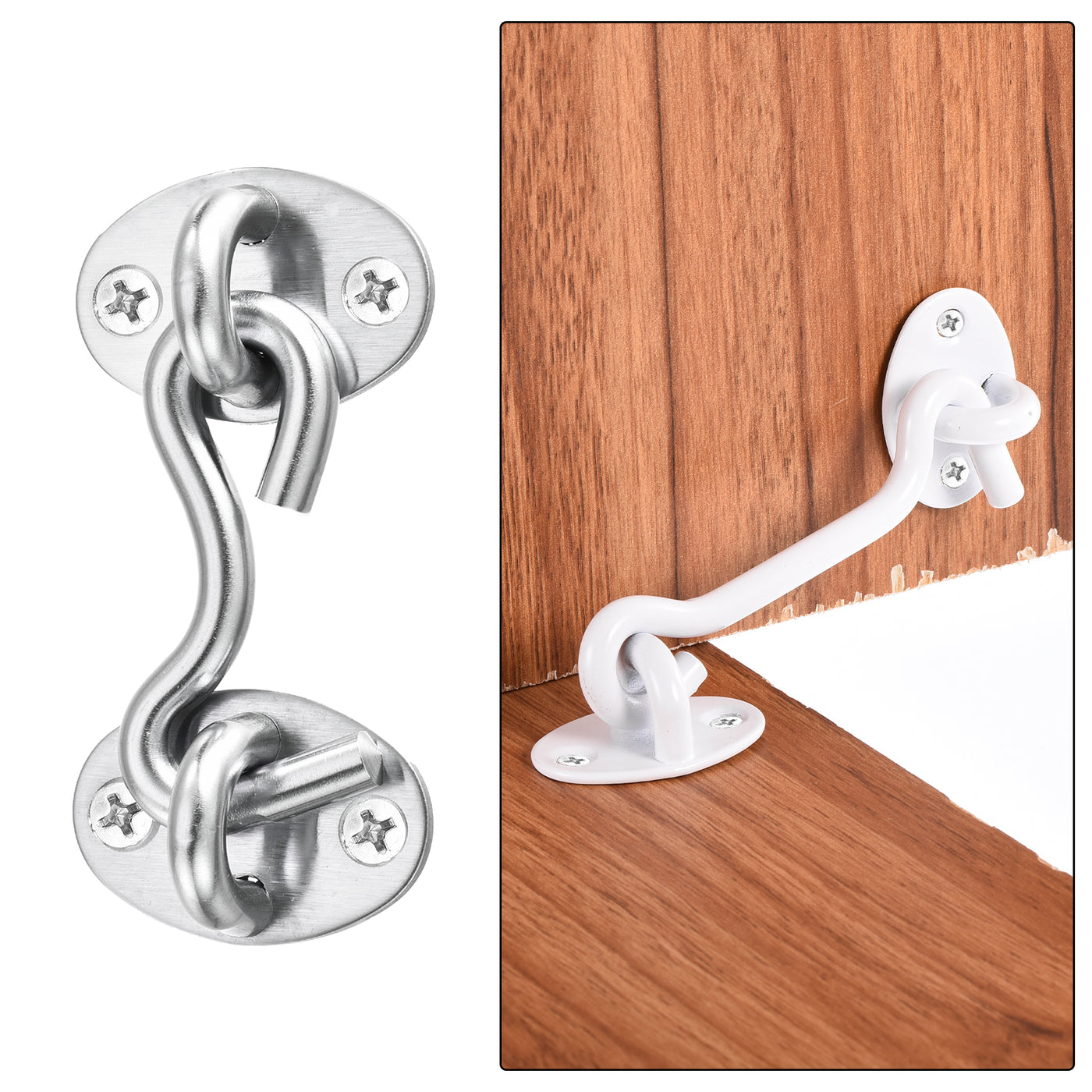 uxcell Uxcell 2 Inch Hook and Eye Latch Barn Door Lock Stainless Steel, Silver