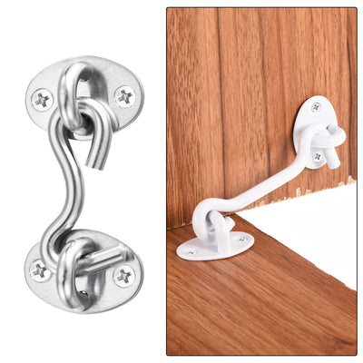 Harfington Uxcell 2Pcs 2 Inch Hook and Eye Latch Barn Door Lock Stainless Steel, Silver