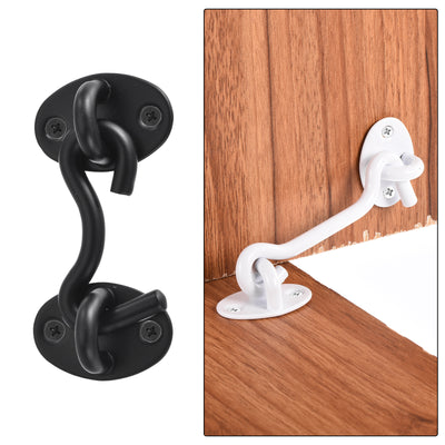 Harfington Uxcell 2Pcs 2 Inch Hook and Eye Latch Barn Door Lock Stainless Steel, Black