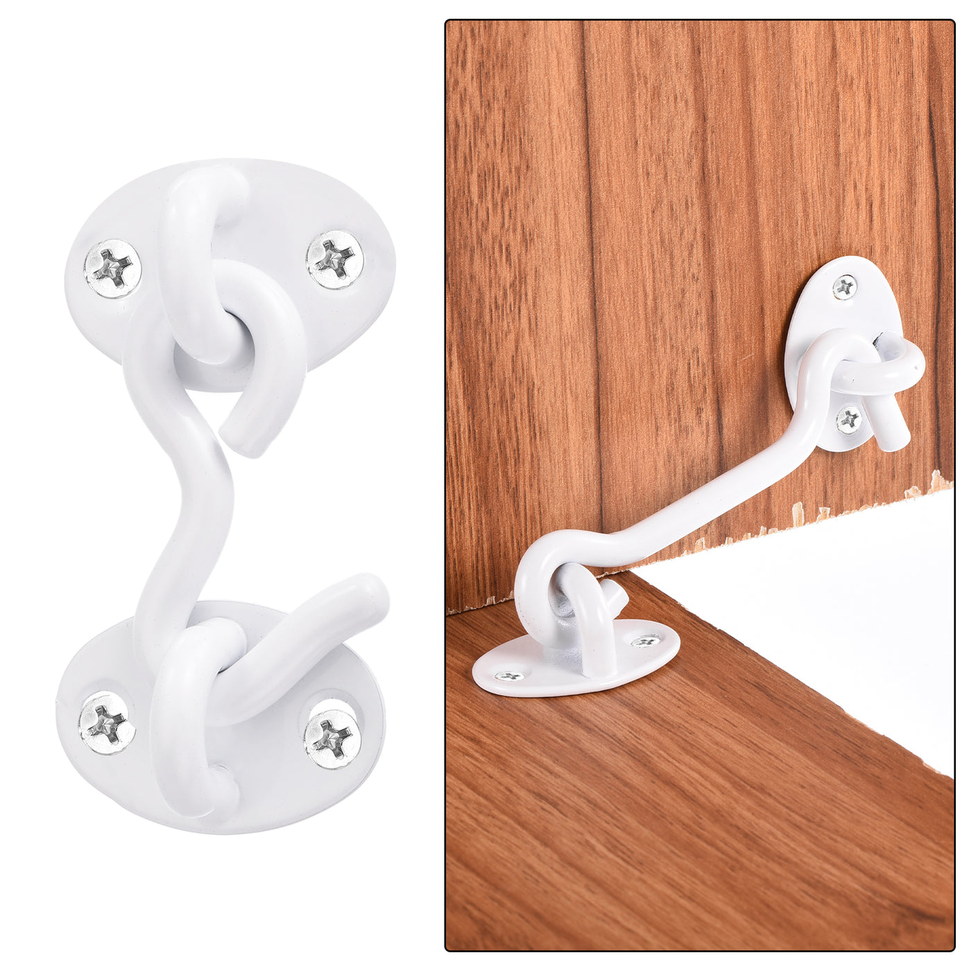 uxcell Uxcell 2Pcs 2 Inch Hook and Eye Latch Barn Door Lock Stainless Steel, White