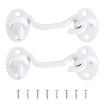 Harfington Uxcell 2Pcs 3 Inch Hook and Eye Latch Barn Door Lock Stainless Steel, White