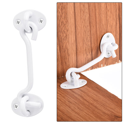 Harfington Uxcell 2Pcs 4 Inch Hook and Eye Latch Barn Door Lock Stainless Steel, White