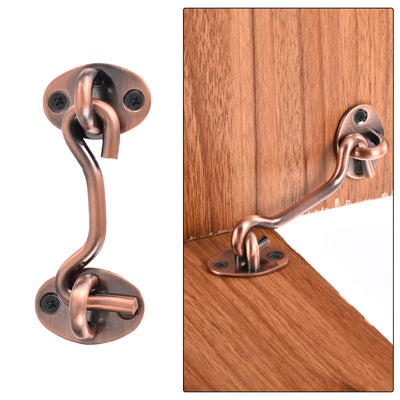 Harfington Uxcell 3 Inch Hook and Eye Latch Barn Door Lock Stainless Steel, Copper