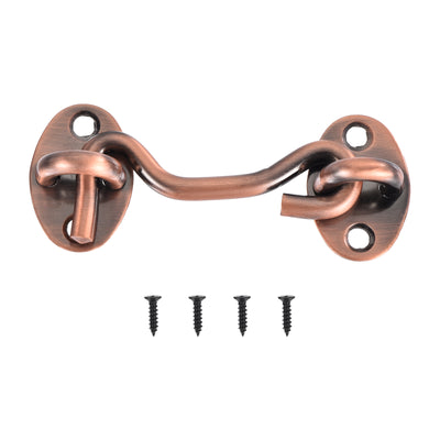 Harfington Uxcell 3 Inch Hook and Eye Latch Barn Door Lock Stainless Steel, Copper