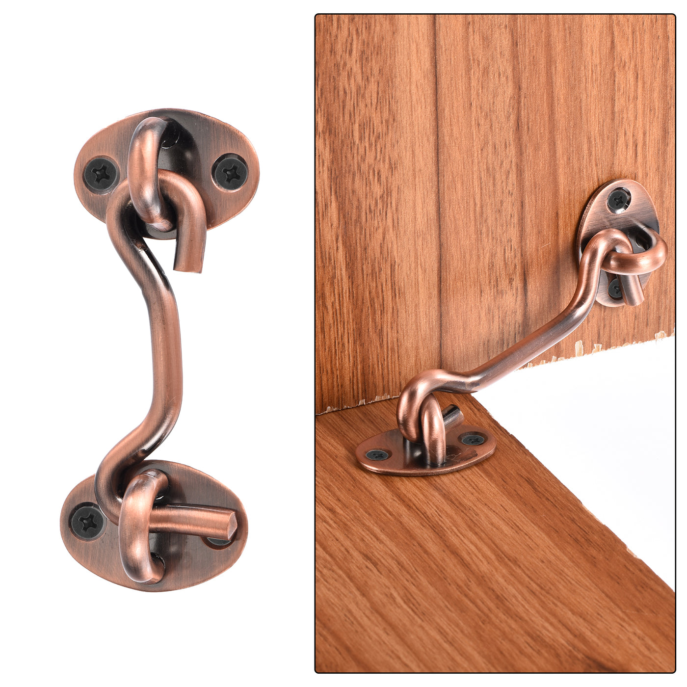 uxcell Uxcell 2Pcs 3 Inch Hook and Eye Latch Barn Door Lock Stainless Steel, Copper