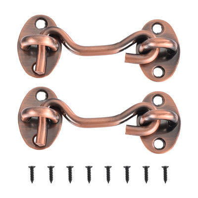 Harfington Uxcell 2Pcs 3 Inch Hook and Eye Latch Barn Door Lock Stainless Steel, Copper