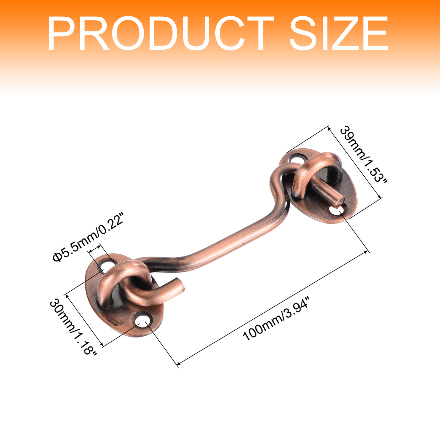 uxcell Uxcell 4 Inch Hook and Eye Latch Barn Door Lock Stainless Steel, Copper