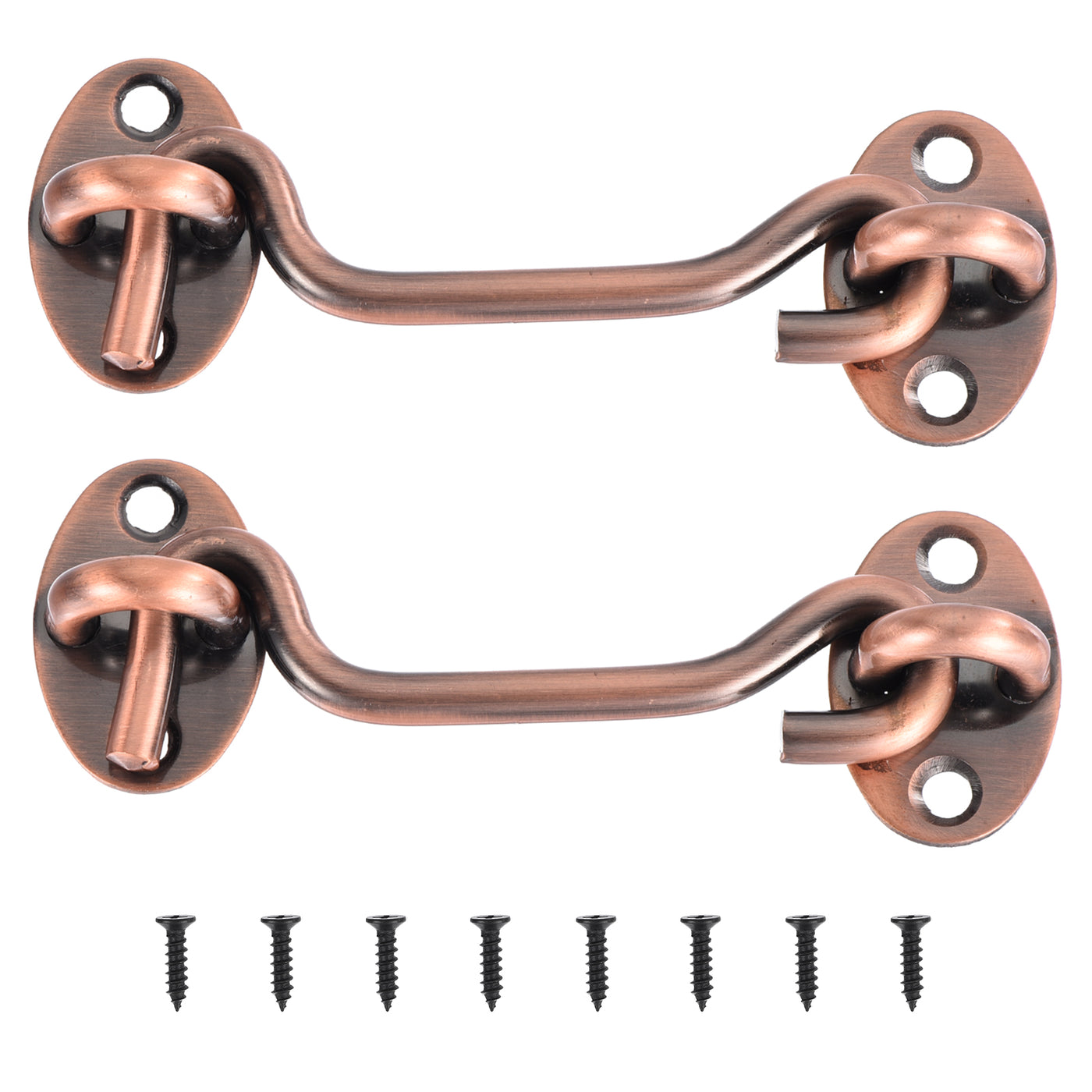 uxcell Uxcell 2Pcs 4 Inch Hook and Eye Latch Barn Door Lock Stainless Steel, Copper