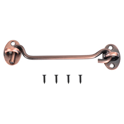 Harfington Uxcell 6 Inch Hook and Eye Latch Barn Door Lock Stainless Steel, Copper