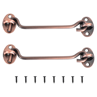 Harfington Uxcell 2Pcs 6 Inch Hook and Eye Latch Barn Door Lock Stainless Steel, Copper