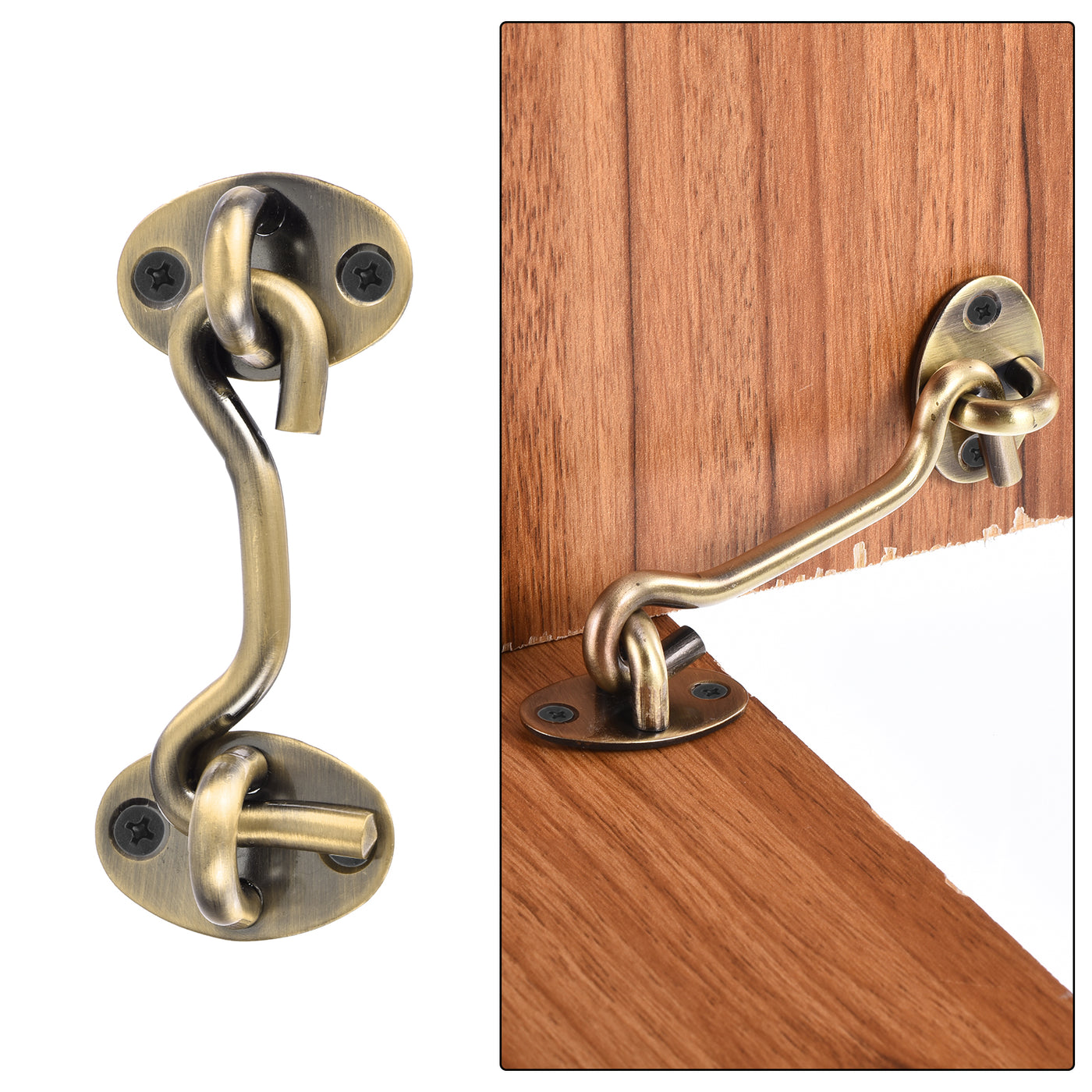 uxcell Uxcell 3 Inch Hook and Eye Latch Barn Door Lock Stainless Steel, Bronze