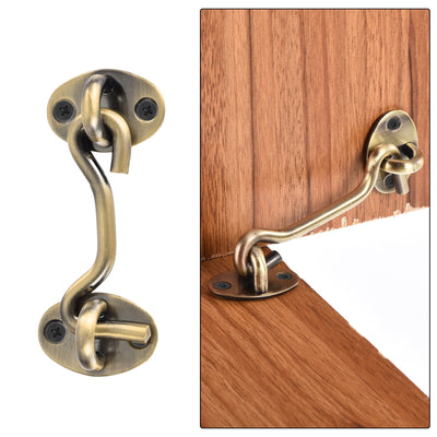 Harfington Uxcell 3 Inch Hook and Eye Latch Barn Door Lock Stainless Steel, Bronze