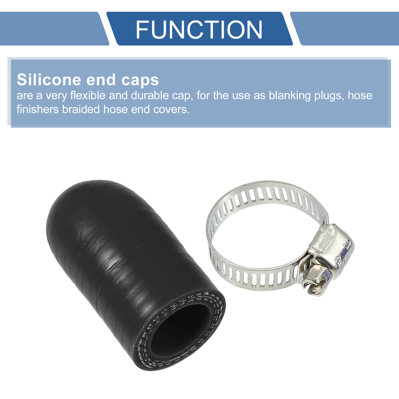 X AUTOHAUX 1 Set 30mm Length 16mm/0.63" ID Black Car Silicone Rubber Hose End Cap with Clamps Silicone Reinforced Blanking Cap for Bypass Tube Universal