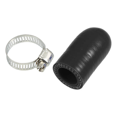 Harfington 1 Set 30mm Length 16mm/0.63" ID Black Car Silicone Rubber Hose End Cap with Clamps Silicone Reinforced Blanking Cap for Bypass Tube Universal