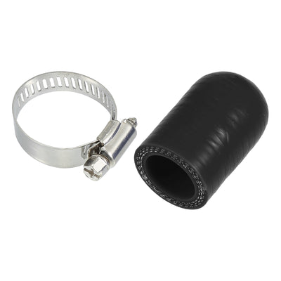 Harfington 1 Set 30mm Length 20mm/0.79" ID Black Car Silicone Rubber Hose End Cap with Clamps Silicone Reinforced Blanking Cap for Bypass Tube Universal