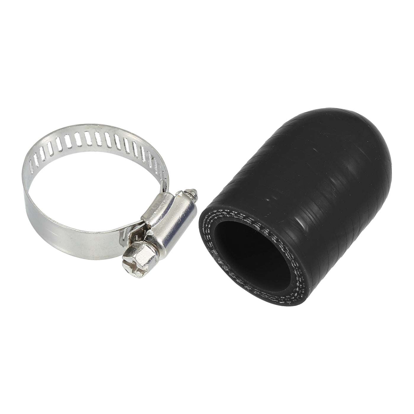 X AUTOHAUX 1 Set 30mm Length 22mm/0.87" ID Black Car Silicone Rubber Hose End Cap with Clamps Silicone Reinforced Blanking Cap for Bypass Tube Universal