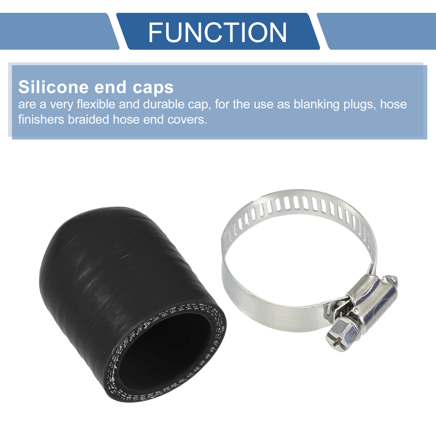 X AUTOHAUX 1 Set 30mm Length 28mm/1.10" ID Black Car Silicone Rubber Hose End Cap with Clamps Silicone Reinforced Blanking Cap for Bypass Tube Universal