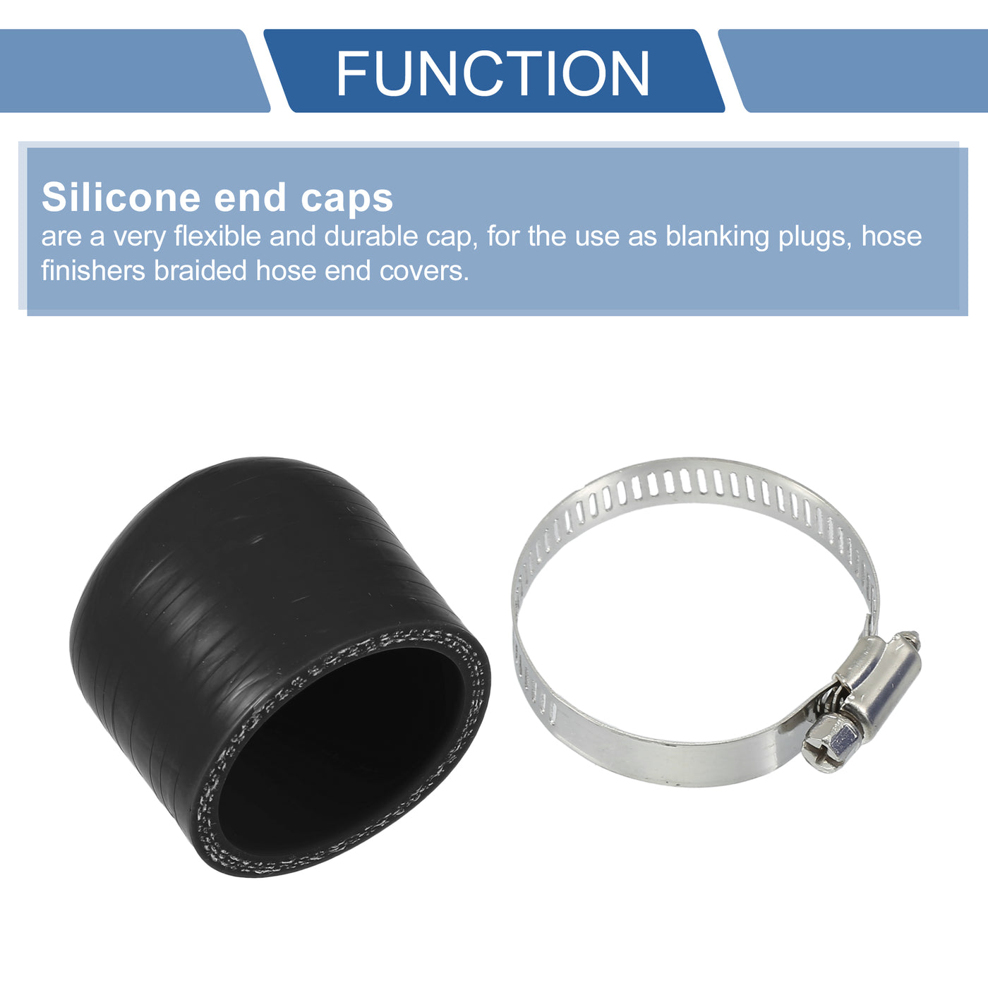 X AUTOHAUX 1 Set 30mm Length 40mm/1.57" ID Black Car Silicone Rubber Hose End Cap with Clamps Silicone Reinforced Blanking Cap for Bypass Tube Universal