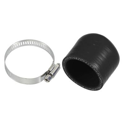 Harfington 1 Set 30mm Length 40mm/1.57" ID Black Car Silicone Rubber Hose End Cap with Clamps Silicone Reinforced Blanking Cap for Bypass Tube Universal