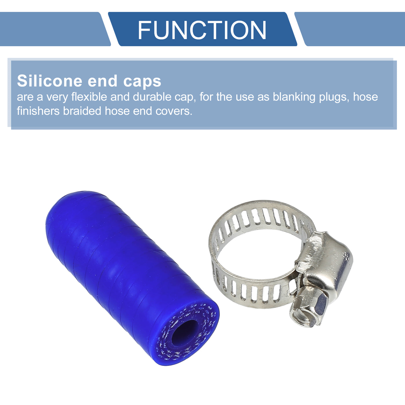 X AUTOHAUX 1 Set 30mm Length 6mm/0.24" ID Blue Car Silicone Rubber Hose End Cap with Clamps Silicone Reinforced Blanking Cap for Bypass Tube Universal