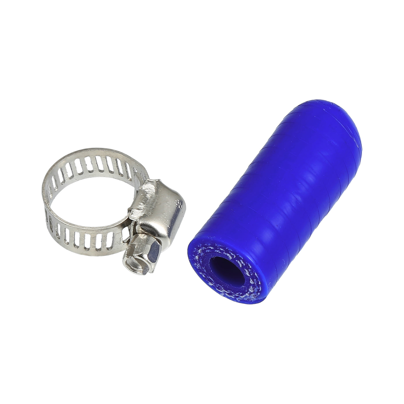 X AUTOHAUX 1 Set 30mm Length 8mm/0.31" ID Blue Car Silicone Rubber Hose End Cap with Clamps Silicone Reinforced Blanking Cap for Bypass Tube Universal