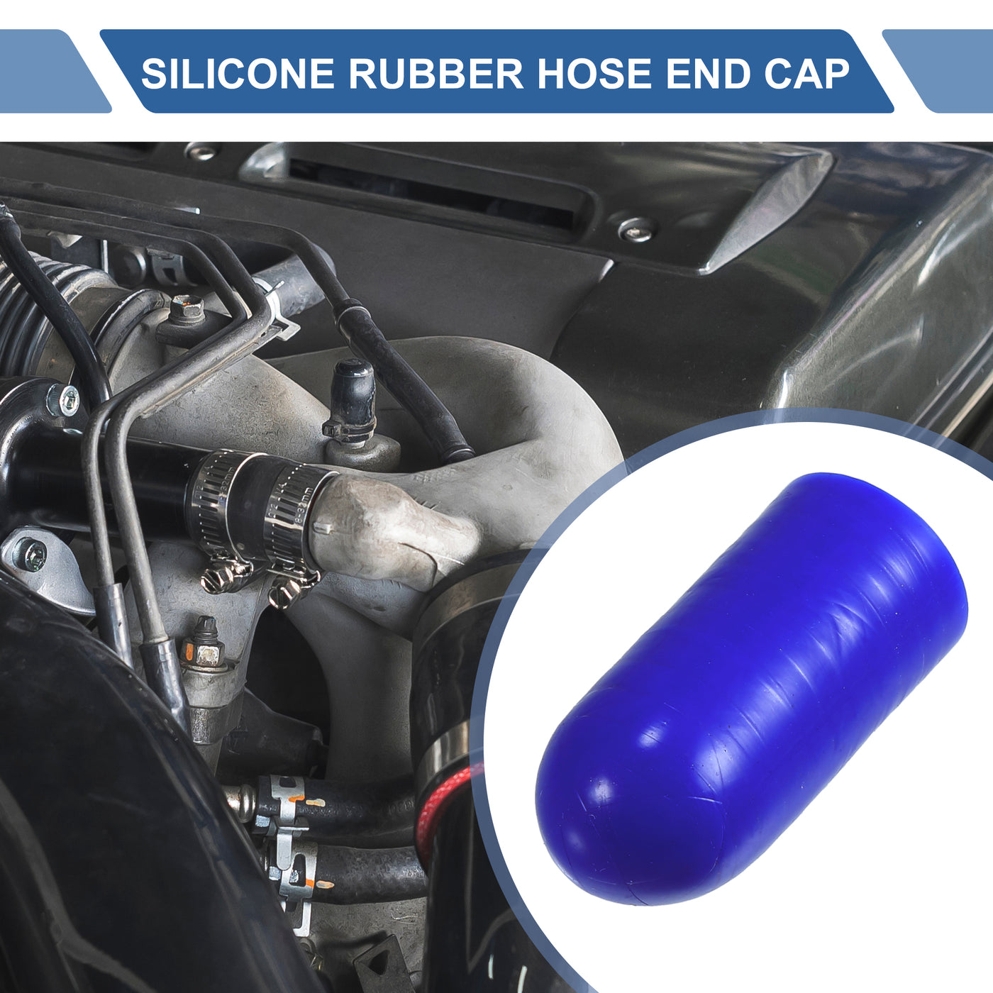 X AUTOHAUX 1 Set 30mm Length 12mm/0.47" ID Blue Car Silicone Rubber Hose End Cap with Clamps Silicone Reinforced Blanking Cap for Bypass Tube Universal