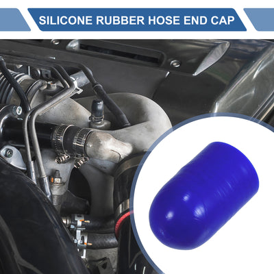 Harfington 1 Set 30mm Length 20mm/0.79" ID Blue Car Silicone Rubber Hose End Cap with Clamps Silicone Reinforced Blanking Cap for Bypass Tube Universal