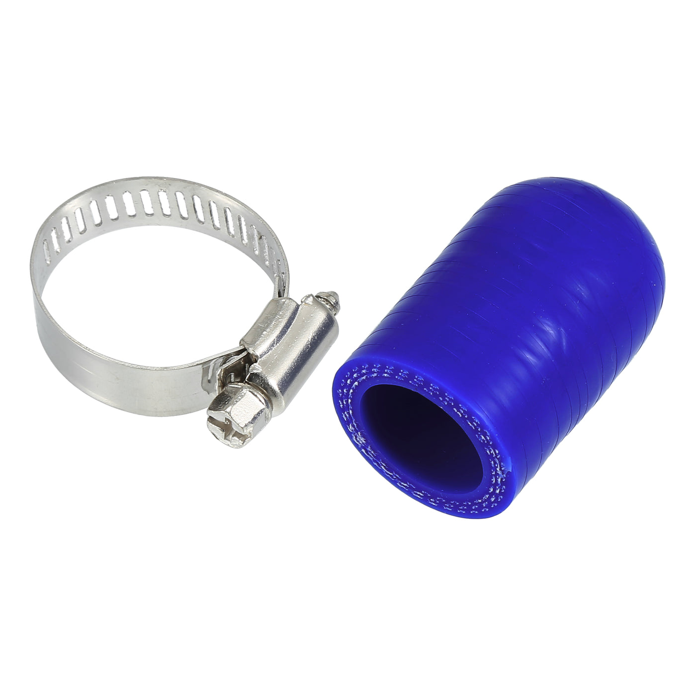 X AUTOHAUX 1 Set 30mm Length 20mm/0.79" ID Blue Car Silicone Rubber Hose End Cap with Clamps Silicone Reinforced Blanking Cap for Bypass Tube Universal