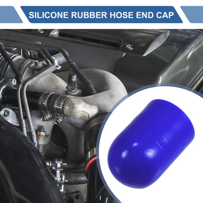Harfington 1 Set 30mm Length 22mm/0.87" ID Blue Car Silicone Rubber Hose End Cap with Clamps Silicone Reinforced Blanking Cap for Bypass Tube Universal