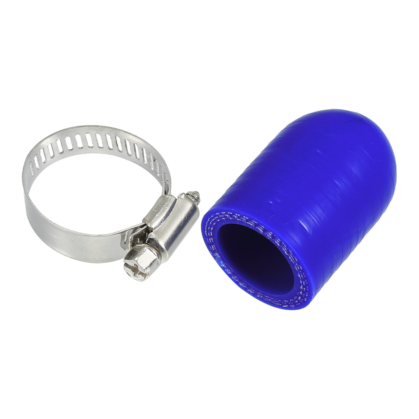 X AUTOHAUX 1 Set 30mm Length 22mm/0.87" ID Blue Car Silicone Rubber Hose End Cap with Clamps Silicone Reinforced Blanking Cap for Bypass Tube Universal