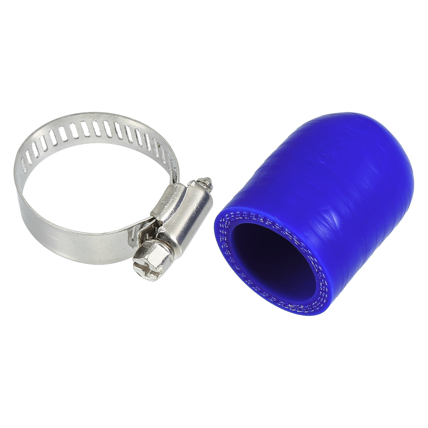 X AUTOHAUX 1 Set 30mm Length 25mm/0.98" ID Blue Car Silicone Rubber Hose End Cap with Clamps Silicone Reinforced Blanking Cap for Bypass Tube Universal