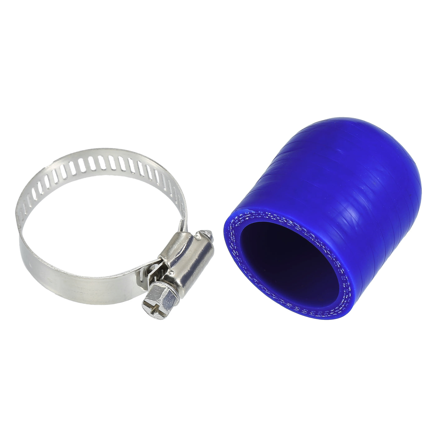 X AUTOHAUX 1 Set 30mm Length 30mm/1.18" ID Blue Car Silicone Rubber Hose End Cap with Clamps Silicone Reinforced Blanking Cap for Bypass Tube Universal