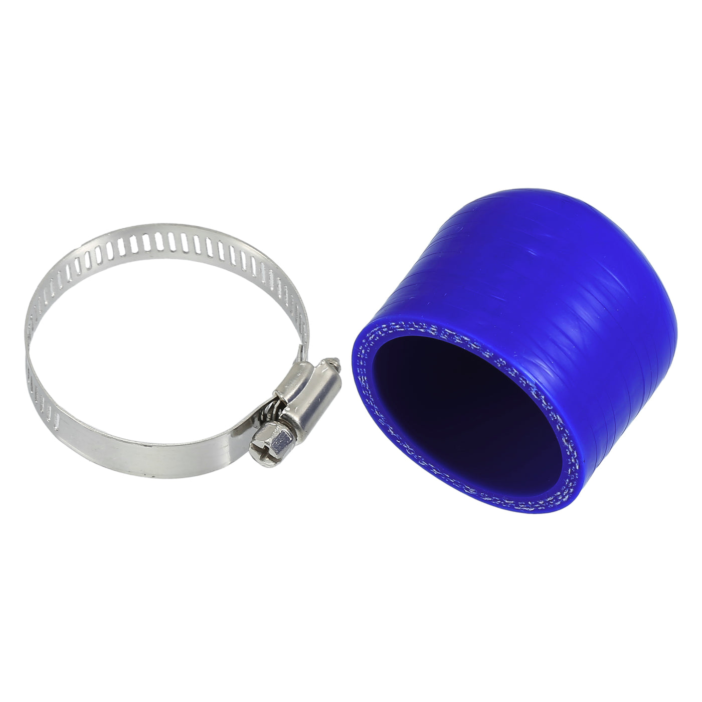 X AUTOHAUX 1 Set 30mm Length 40mm/1.57" ID Blue Car Silicone Rubber Hose End Cap with Clamps Silicone Reinforced Blanking Cap for Bypass Tube Universal