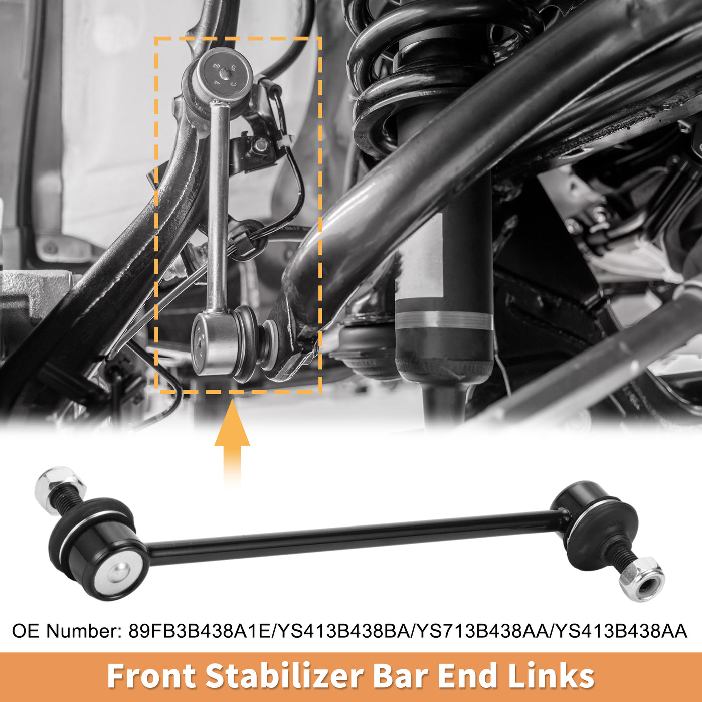 X AUTOHAUX 2pcs Front Sway Bar Links Stabilizer Link Kit for Ford Puma 1997-2002 Suspension Kit No.89FB3B438A1E/YS413B438BA/YS713B438AA/YS413B438AA