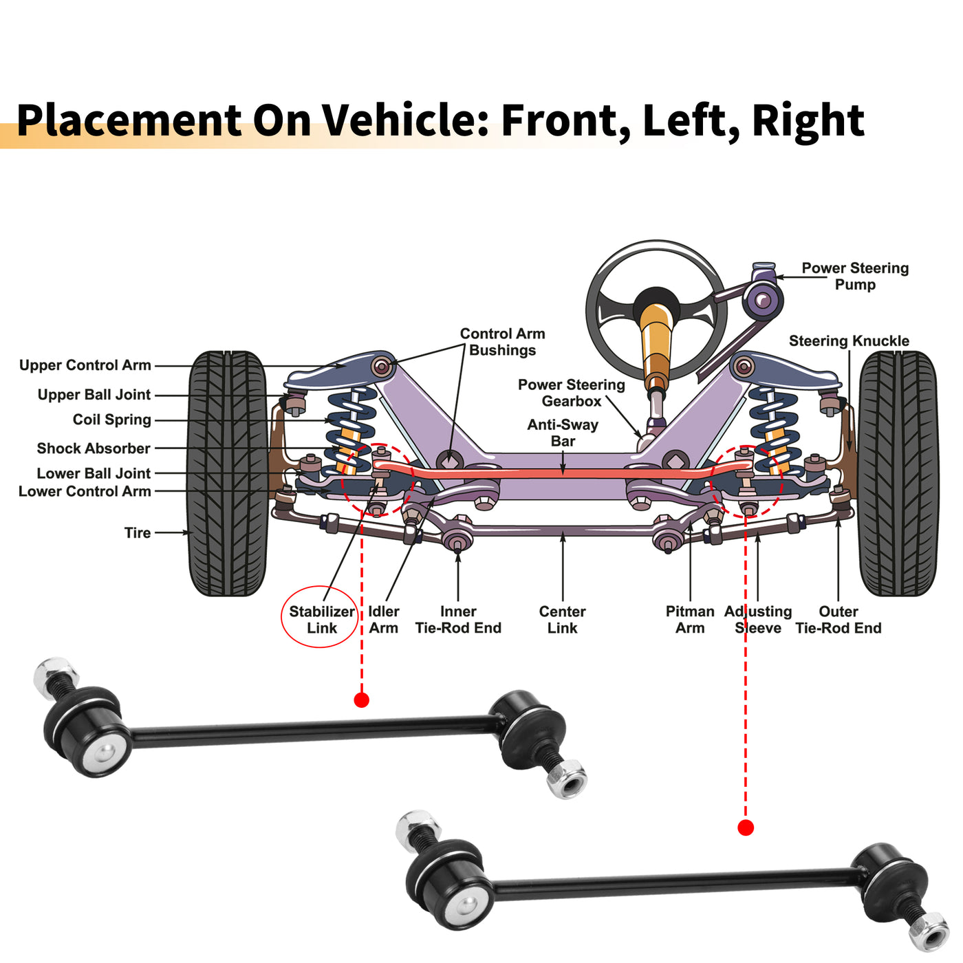 X AUTOHAUX 2pcs Front Sway Bar Links Stabilizer Link Kit for Ford Puma 1997-2002 Suspension Kit No.89FB3B438A1E/YS413B438BA/YS713B438AA/YS413B438AA