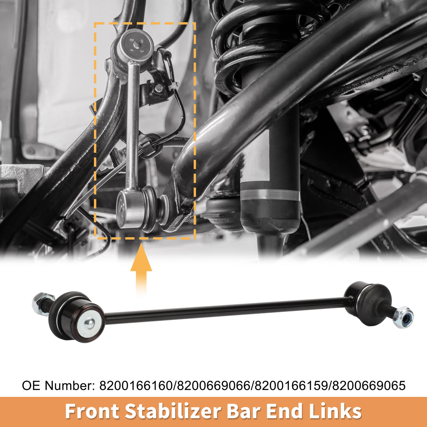 X AUTOHAUX 2pcs Front Sway Bar Links Stabilizer Link Kit for Renault Kangoo Be Bop for Renault Megane No.8200166160/8200669066/8200166159/8200669065/4153200189