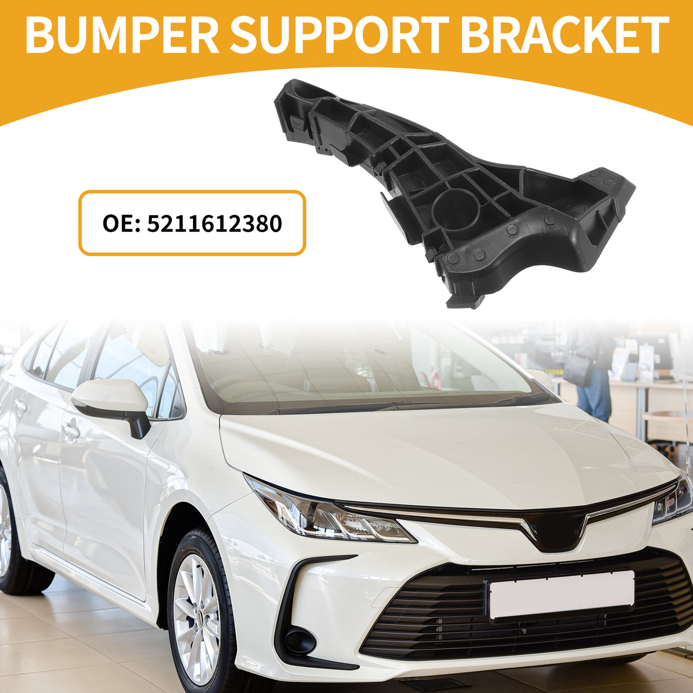 Partuto Bumper Support Bracket No.5211612380 - Left Driver Side Bumper Bracket - for Toyota Corolla 2004-2006 ABS Plastic Black - 1 Pc