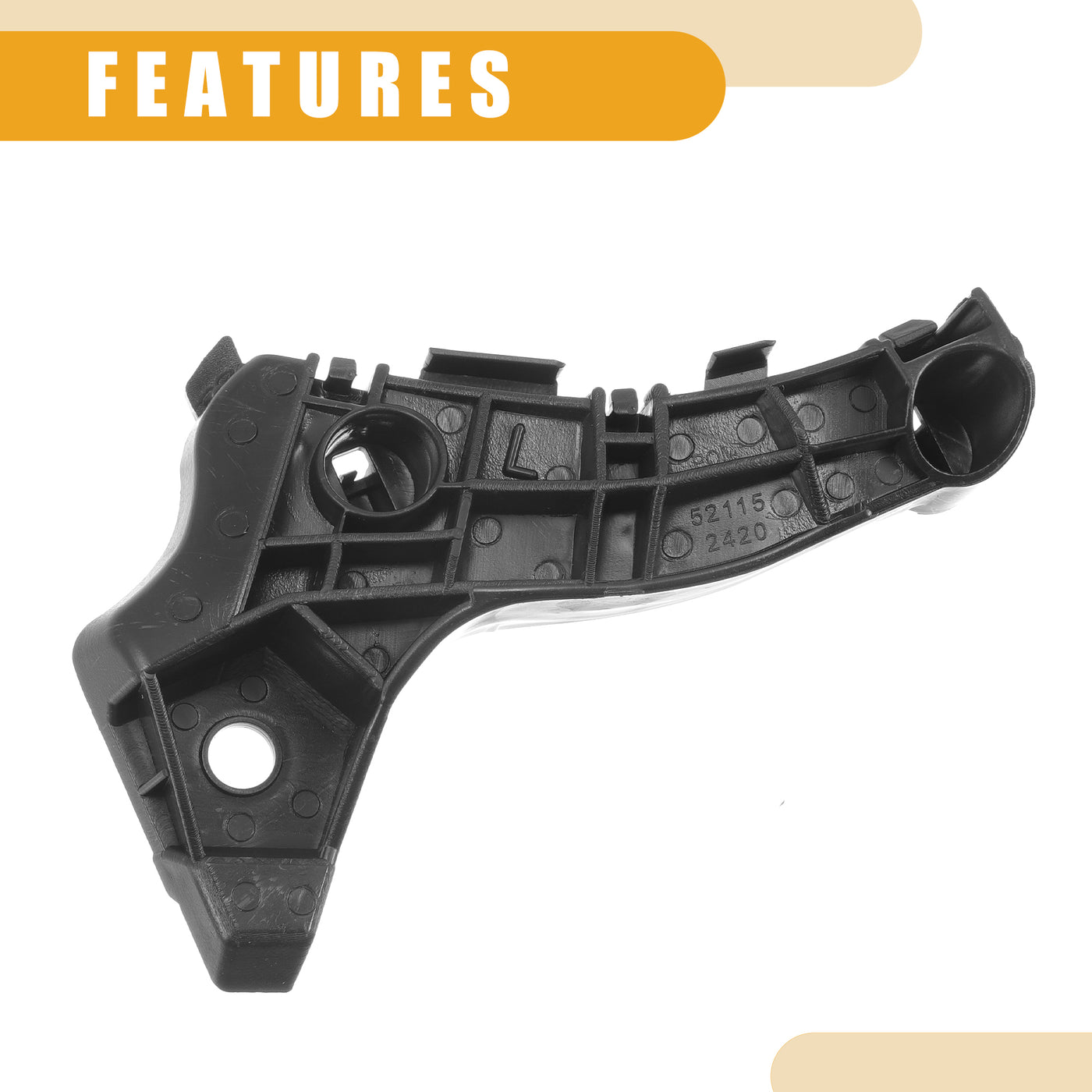 Partuto Bumper Support Bracket No.5211612380 - Left Driver Side Bumper Bracket - for Toyota Corolla 2004-2006 ABS Plastic Black - 1 Pc