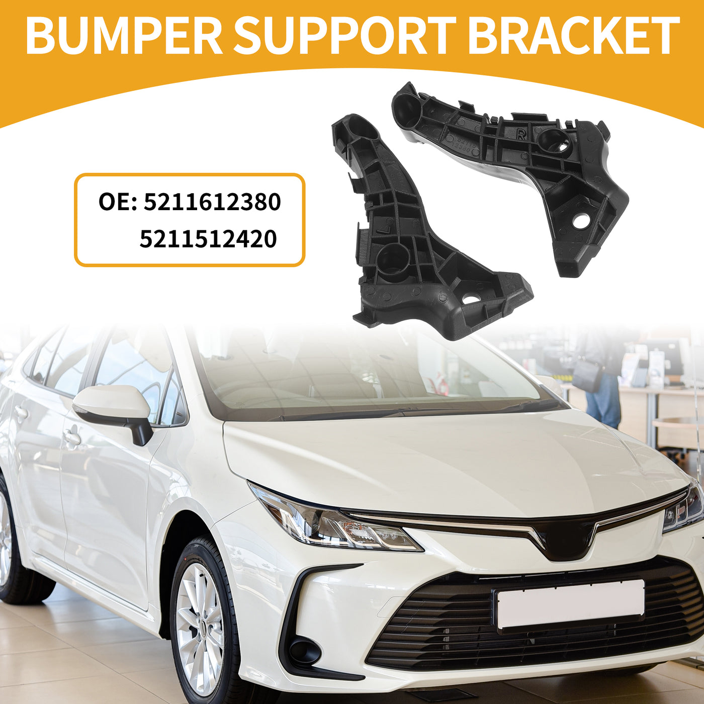 Partuto Bumper Support Bracket No.5211612380/5211512420 - Left Right Side Bumper Bracket for Toyota Corolla 2004-2006 - ABS Plastic Black - 1 Pair