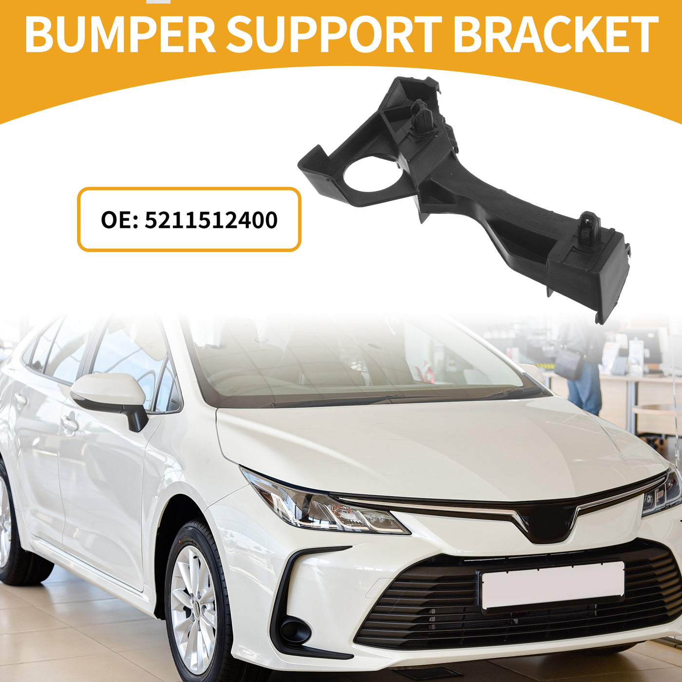 Partuto Bumper Support Bracket No.5211512400 - Right Passenger Side Bumper Bracket - for Toyota Corolla 2003-2007 ABS Plastic Black - 1 Pc