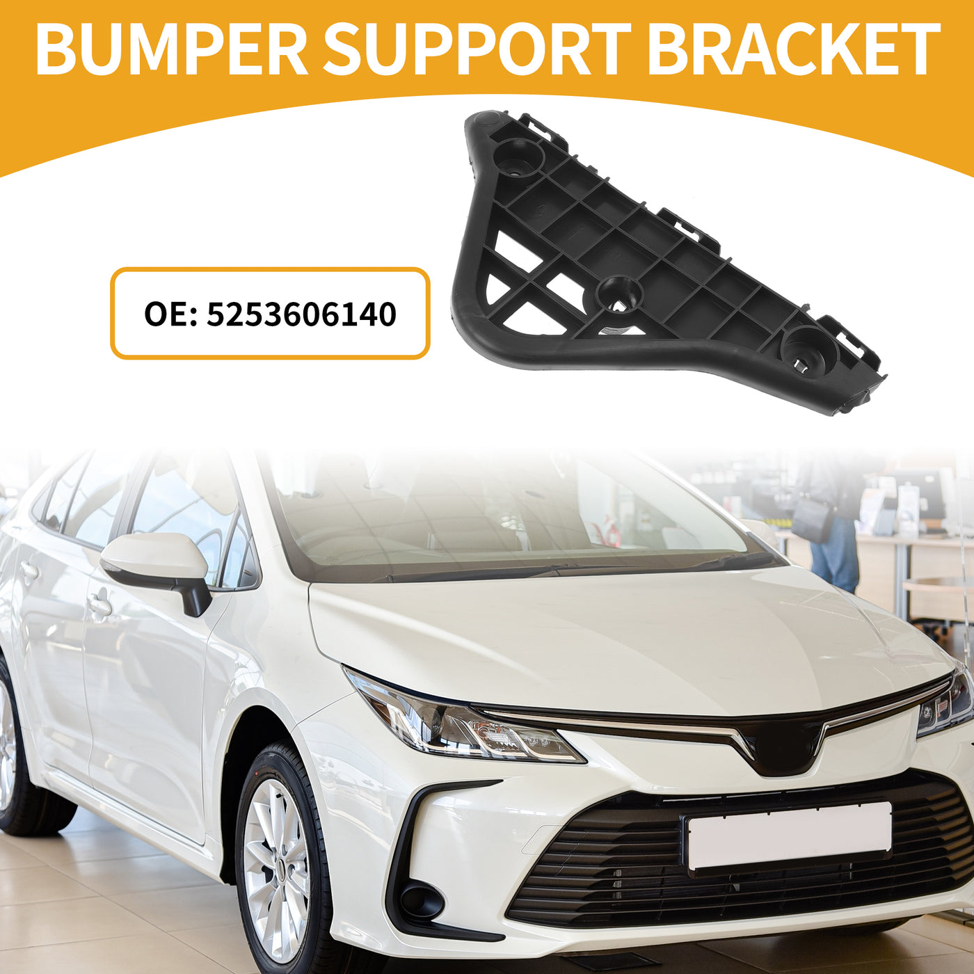 Partuto Bumper Support Bracket No.5253606140 - Left Driver Side Bumper Bracket - for Toyota Camry Aurion 2012-2014 ABS Plastic Black - 1 Pc