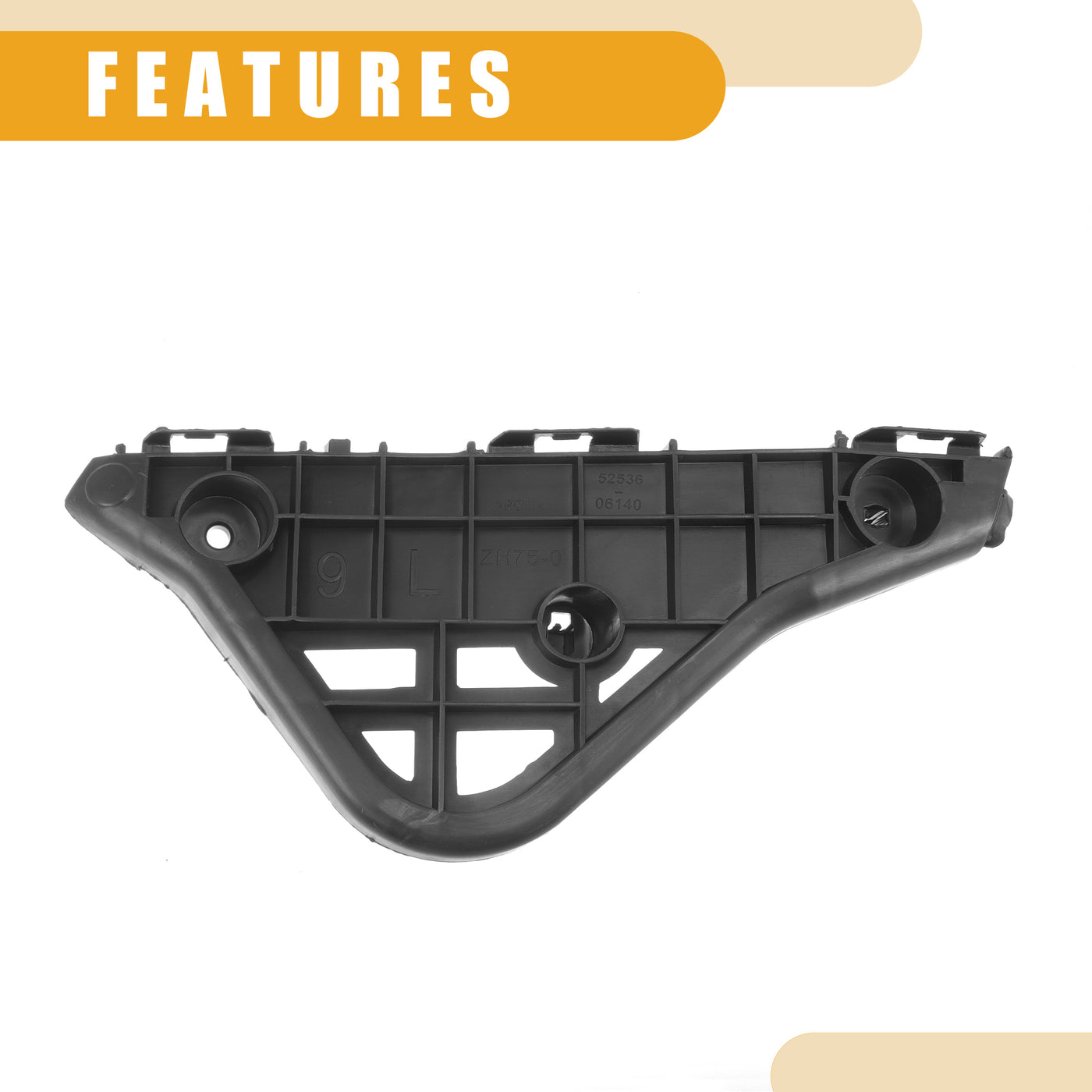 Partuto Bumper Support Bracket No.5253606140 - Left Driver Side Bumper Bracket - for Toyota Camry Aurion 2012-2014 ABS Plastic Black - 1 Pc