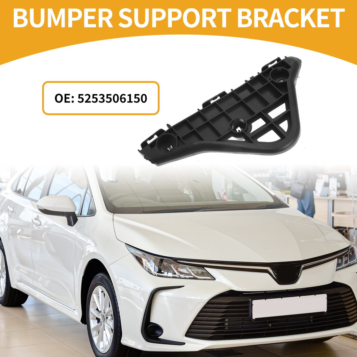 Partuto Bumper Support Bracket No.5253506150 - Right Passenger Side Bumper Bracket - for Toyota Camry Aurion 2012-2014 ABS Plastic Black - 1 Pc