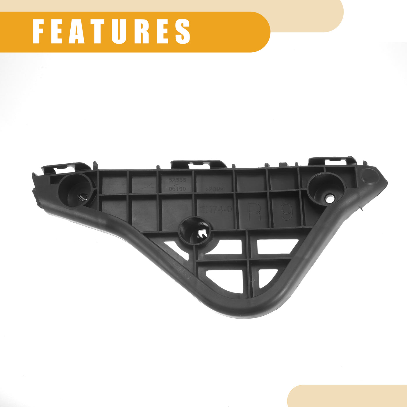 Partuto Bumper Support Bracket No.5253506150 - Right Passenger Side Bumper Bracket - for Toyota Camry Aurion 2012-2014 ABS Plastic Black - 1 Pc