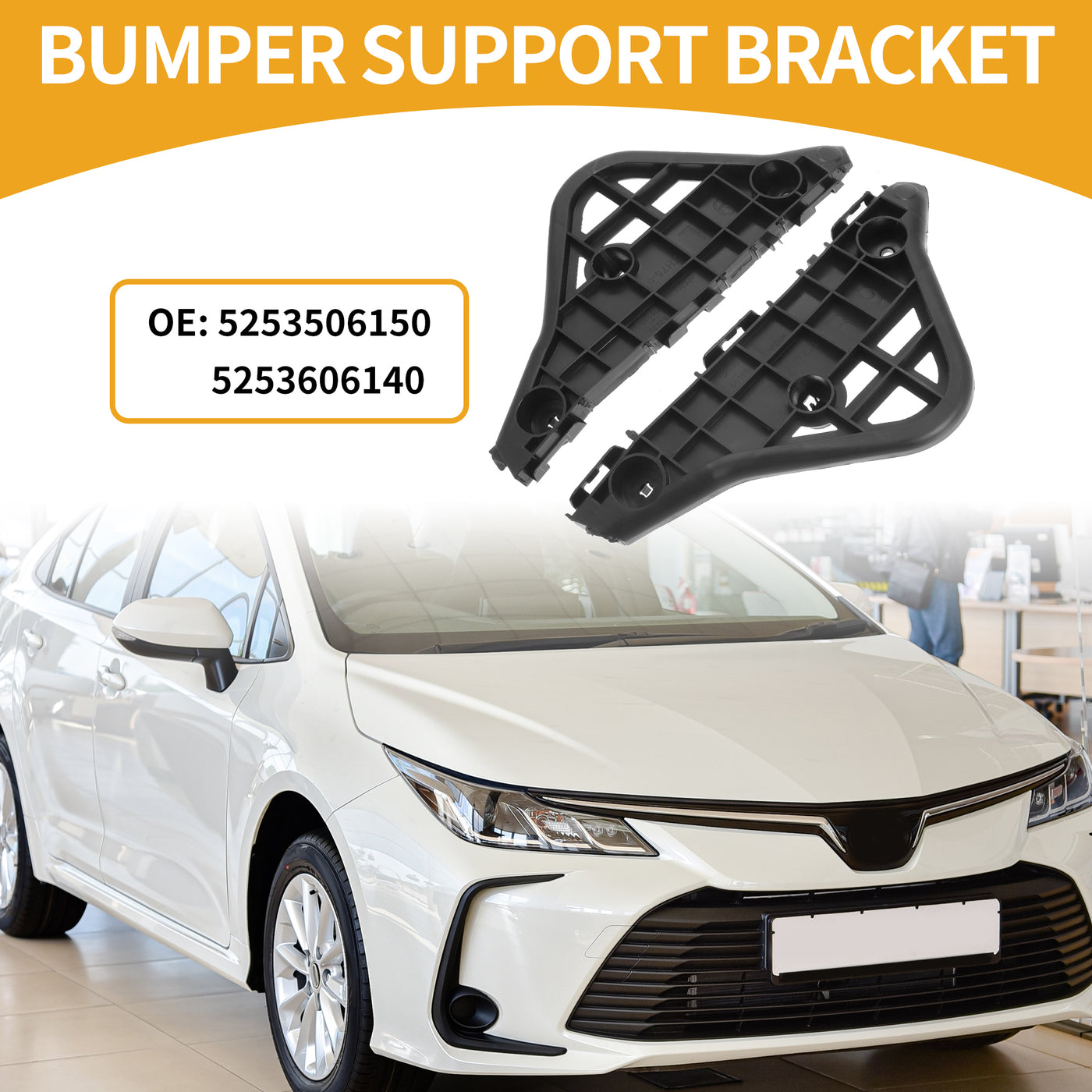 Partuto Bumper Support Bracket No.5253506150/5253606140 - Left Right Side Bumper Bracket for Toyota Camry Aurion 2012-2014 - ABS Plastic Black - 1 Pair