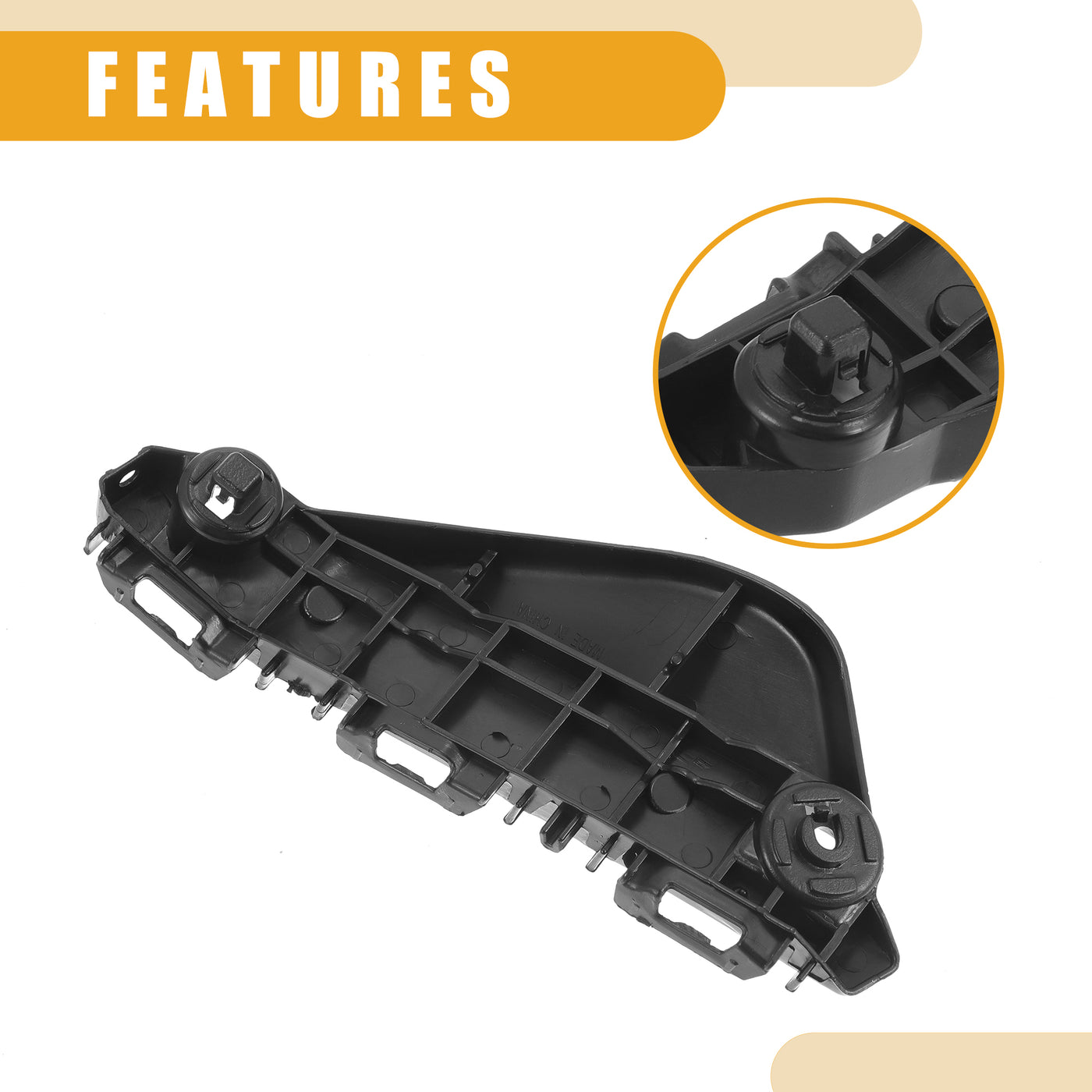 Partuto Bumper Support Bracket No.525350D140 - Right Passenger Side Bumper Bracket - for Toyota Vios Belta Gen3 2013-2016 ABS Plastic Black - 1 Pc