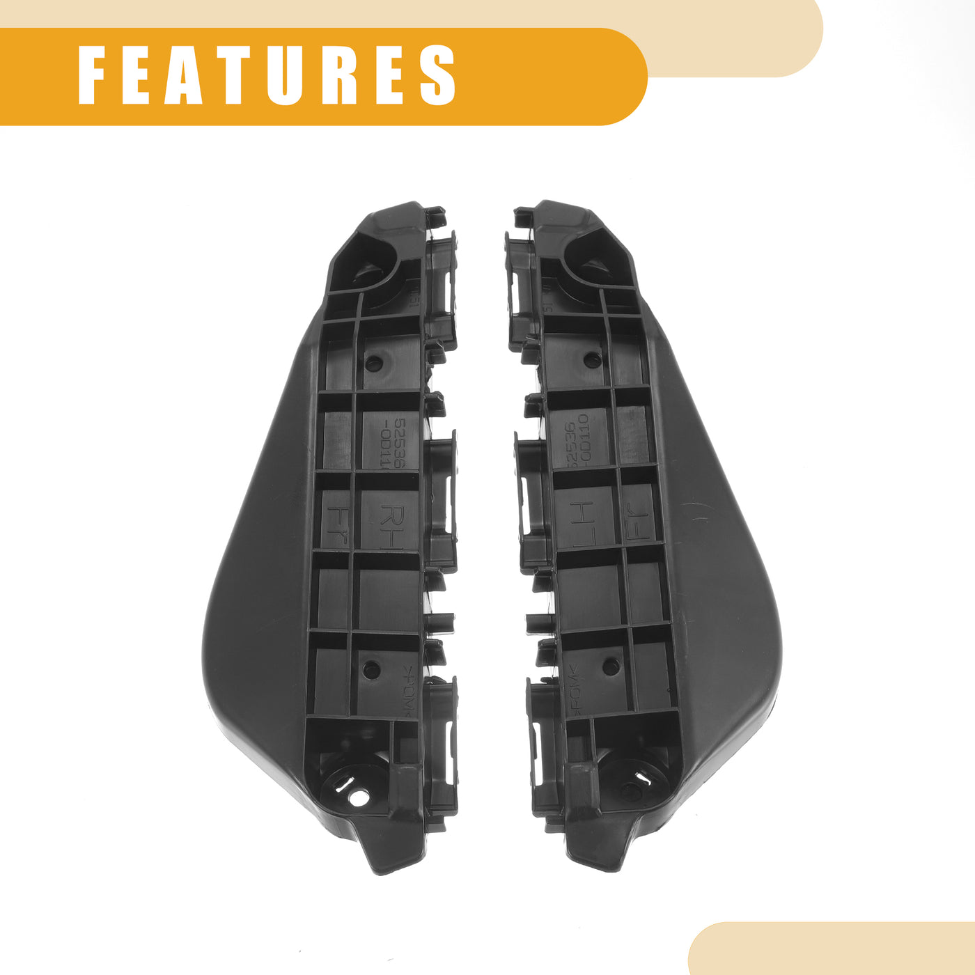 Partuto Bumper Support Bracket No.525350D140/525360D140 - Left Right Side Bumper Bracket for Toyota Vios Belta Gen3 2013-2016 - ABS Plastic Black - 1 Pair