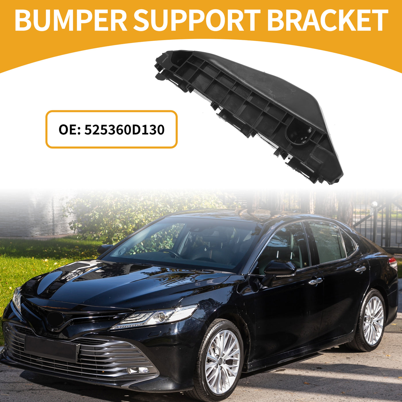 Partuto Bumper Support Bracket No.525360D130 - Left Driver Side Bumper Bracket - for Toyota Yaris Hatchback 2013-2016 ABS Plastic Black - 1 Pc