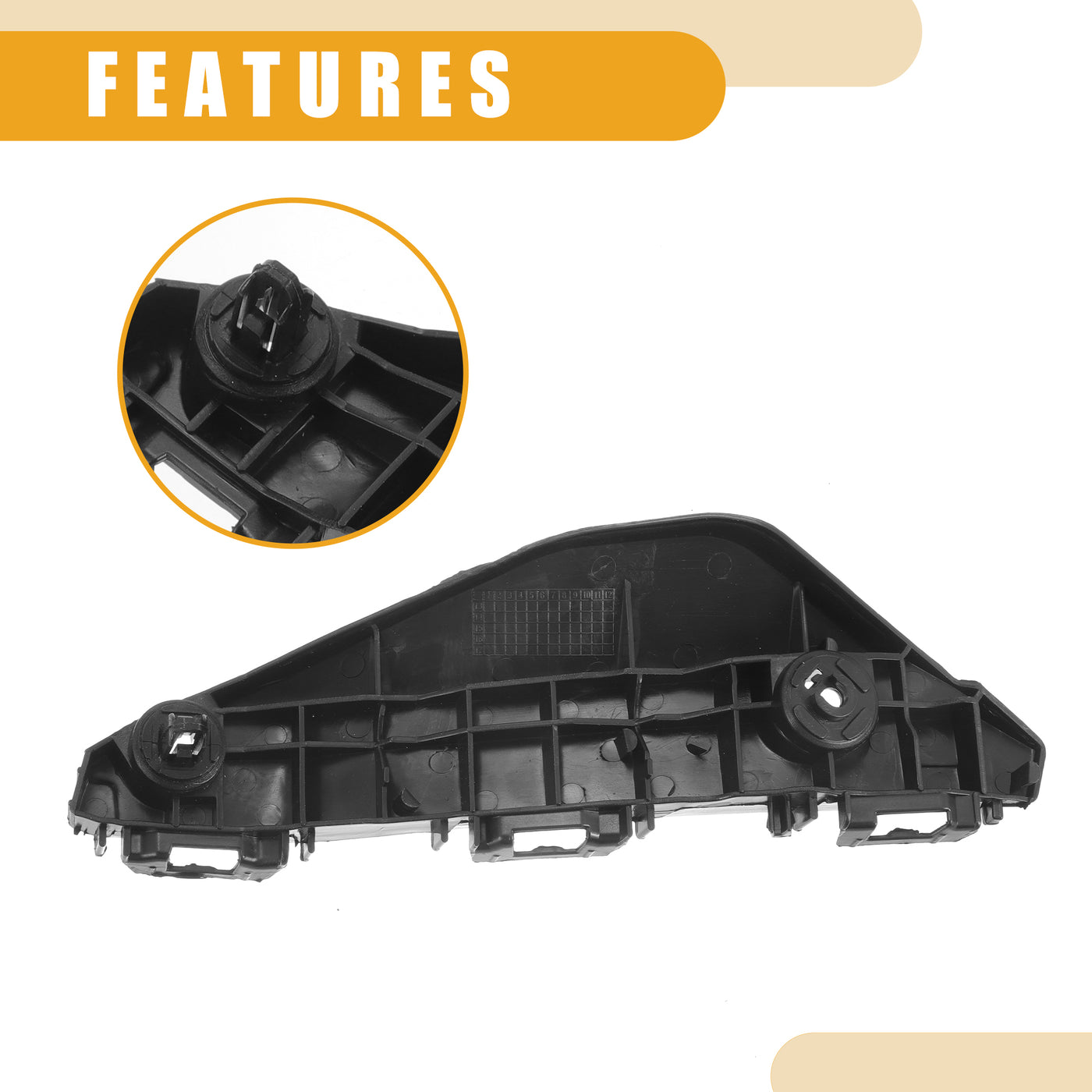 Partuto Bumper Support Bracket No.525350D130 - Right Passenger Side Bumper Bracket - for Toyota Yaris Hatchback 2013-2016 ABS Plastic Black - 1 Pc